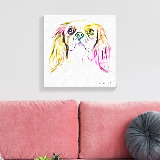 Cavalier King Charles Spaniel Dog Art Painting Canvas Afdruk (Insitu (Woonkamer))