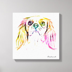 Cavalier King Charles Spaniel Dog Art Painting Canvas Afdruk