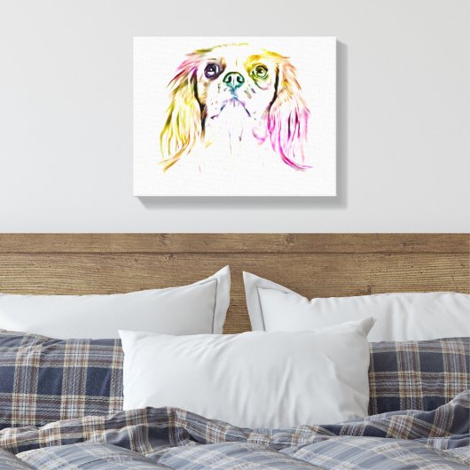 Cavalier King Charles Spaniel Dog Art Painting Canvas Afdruk (Insitu (Slaapkamer))