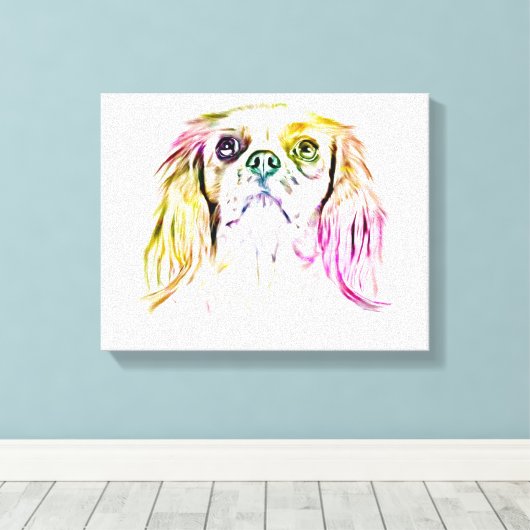 Cavalier King Charles Spaniel Dog Art Painting Canvas Afdruk (Insitu (Houten vloer))