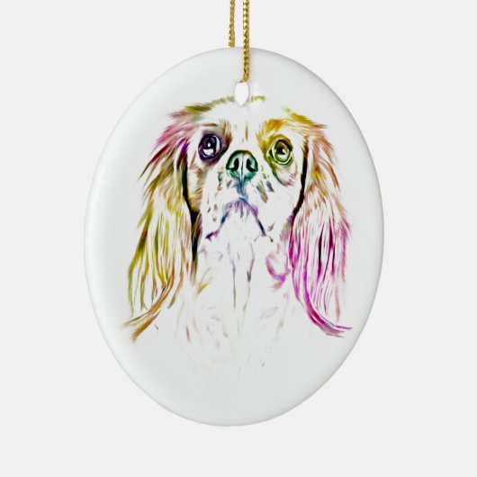 Cavalier King Charles Spaniel Dog Art Painting Keramisch Ornament (Rechts)
