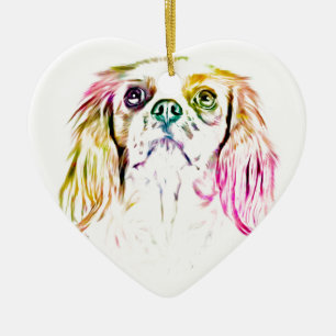 Cavalier King Charles Spaniel Dog Art Painting Keramisch Ornament