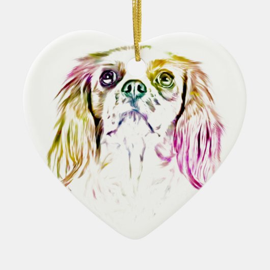 Cavalier King Charles Spaniel Dog Art Painting Keramisch Ornament (Voorkant)