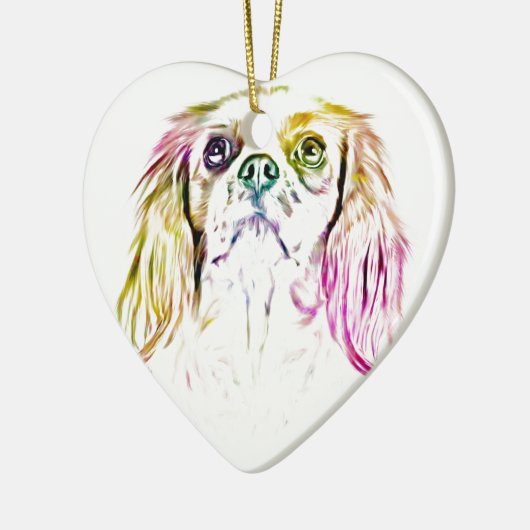 Cavalier King Charles Spaniel Dog Art Painting Keramisch Ornament (Links)