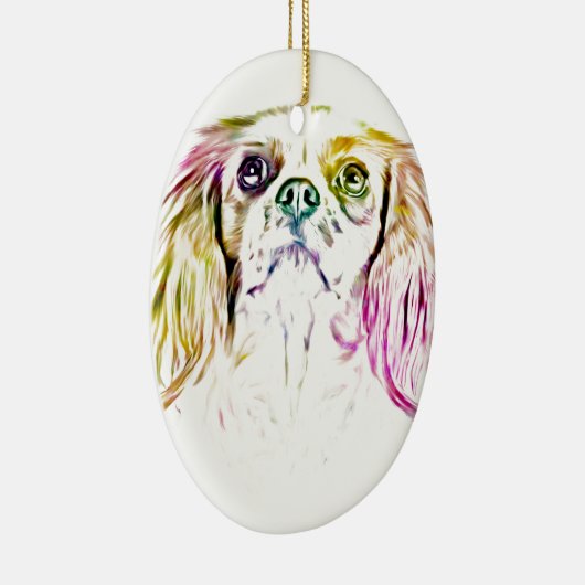 Cavalier King Charles Spaniel Dog Art Painting Keramisch Ornament (Rechts)