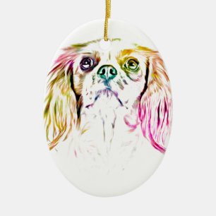 Cavalier King Charles Spaniel Dog Art Painting Keramisch Ornament