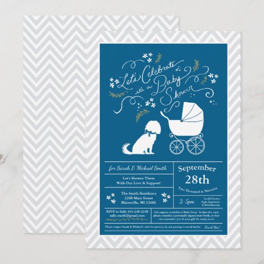 Cavalier King Charles Spaniel Dog Baby shower Boy Kaart (Voorkant / Achterkant)