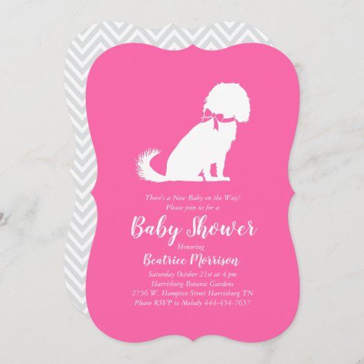 Cavalier King Charles Spaniel Dog Baby shower Girl Kaart (Voorkant / Achterkant)
