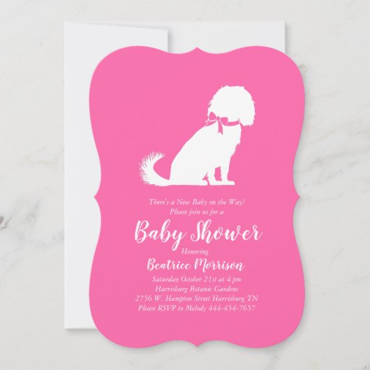 Cavalier King Charles Spaniel Dog Baby shower Girl Kaart (Voorkant)