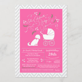 Cavalier King Charles Spaniel Dog Baby shower Girl Kaart