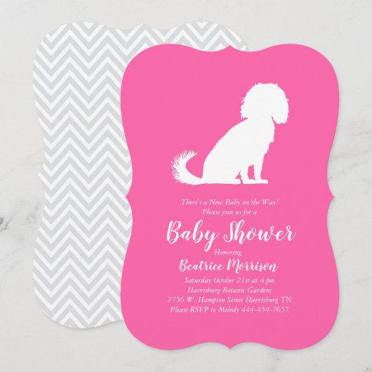 Cavalier King Charles Spaniel Dog Baby shower Girl Kaart (Voorkant / Achterkant)