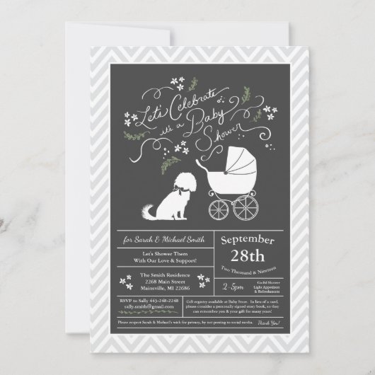 Cavalier King Charles Spaniel Dog Baby shower Kaart (Voorkant)