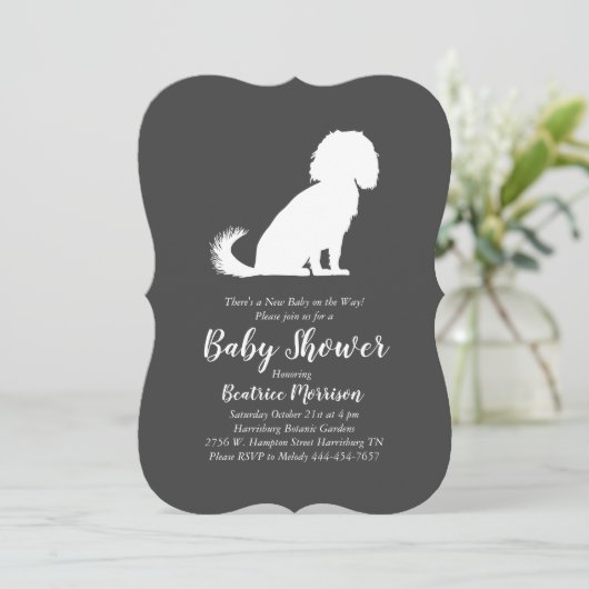 Cavalier King Charles Spaniel Dog Baby shower Kaart (Staand voorkant)