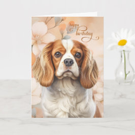 Cavalier King Charles Spaniel Dog Blossom Birthday Kaart