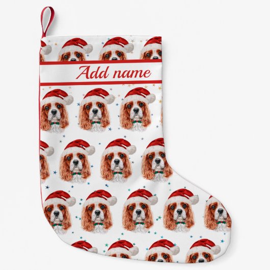 Cavalier King Charles Spaniel Dog Breed Christmas Kleine Kerstsok (Voorkant)