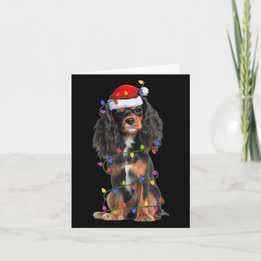 Cavalier King Charles Spaniel Dog Christmas Lights Kaart (Voorkant)