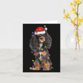 Cavalier King Charles Spaniel Dog Christmas Lights Kaart (Gele Bloem)