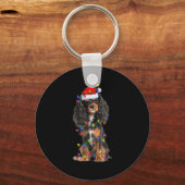 Cavalier King Charles Spaniel Dog Christmas Lights Sleutelhanger (Voorkant)