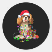 Cavalier King Charles Spaniel Dog Christmas Orname Ronde Sticker (Voorkant)