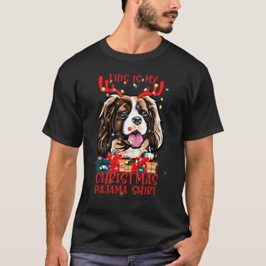 Cavalier King Charles Spaniel Dog Christmas Pajama T-shirt (Voorkant)