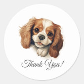Cavalier King Charles Spaniel Dog Dank u Ronde Sticker (Voorkant)