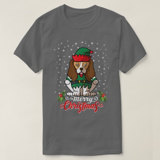 Cavalier King Charles Spaniel Dog Greets Merry Chr T-shirt (Design voorkant)