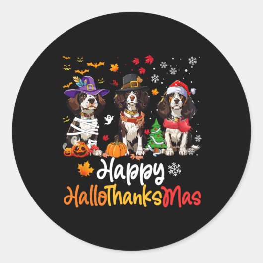 Cavalier King Charles Spaniel Dog Halloween Ronde Sticker (Voorkant)