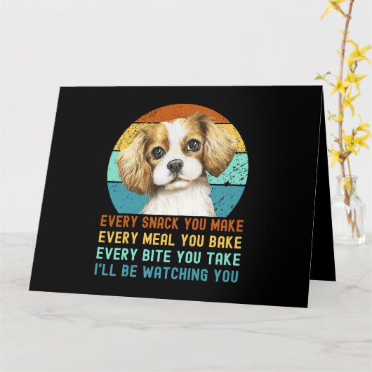 Cavalier King Charles Spaniel Dog Kaart (Gele Bloem)