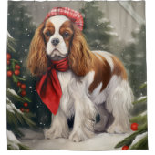Cavalier King Charles Spaniel Dog Kerstmis Douchegordijn (Voorkant)