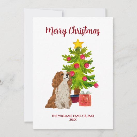 Cavalier King Charles Spaniel Dog Kerstmis Feestdagenkaart (Voorkant)