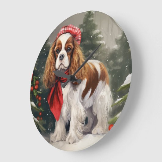 Cavalier King Charles Spaniel Dog Kerstmis Grote Klok (Hoek)