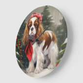 Cavalier King Charles Spaniel Dog Kerstmis Grote Klok (Hoek)