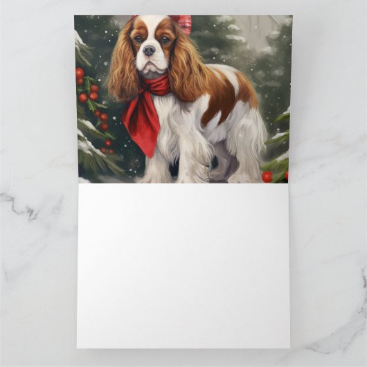 Cavalier King Charles Spaniel Dog Kerstmis Kaart (Binnen)