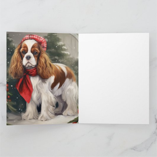 Cavalier King Charles Spaniel Dog Kerstmis Kaart (Binnen)