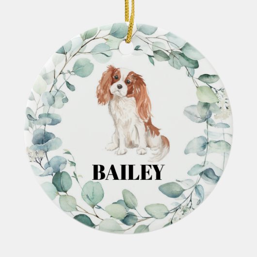 Cavalier King Charles Spaniel Dog Kerstmis Keramisch Ornament (Voorkant)