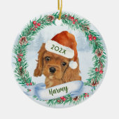 Cavalier King Charles Spaniel Dog Kerstmis Keramisch Ornament (Voorkant)