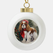 Cavalier King Charles Spaniel Dog Kerstmis Keramische Bal Ornament (Voorkant)