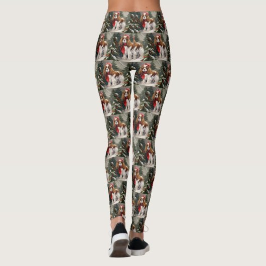 Cavalier King Charles Spaniel Dog Kerstmis Leggings (Achterkant)