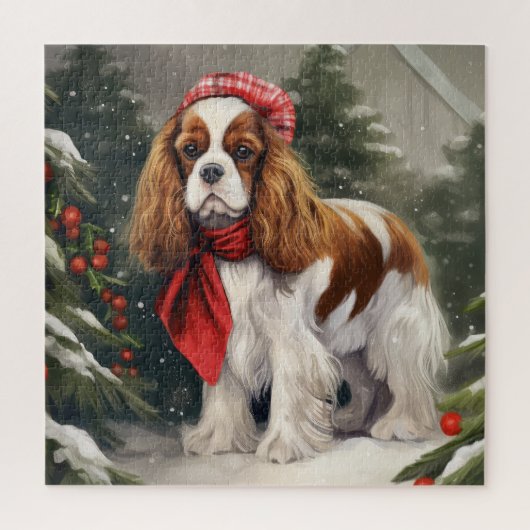Cavalier King Charles Spaniel Dog Kerstmis Legpuzzel (Verticaal)