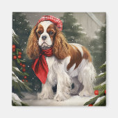 Cavalier King Charles Spaniel Dog Kerstmis Magneet (Voorkant)