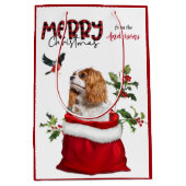 Cavalier King Charles Spaniel Dog Kerstmis Medium Cadeauzakje (Voorkant)