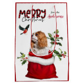 Cavalier King Charles Spaniel Dog Kerstmis Medium Cadeauzakje (Achterkant)