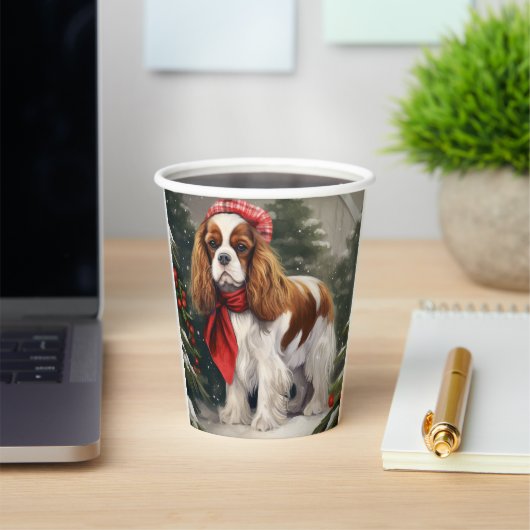 Cavalier King Charles Spaniel Dog Kerstmis Papieren Bekers (Insitu)