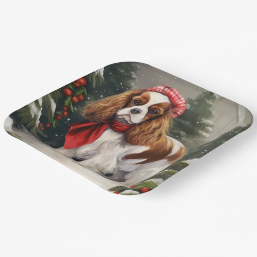 Cavalier King Charles Spaniel Dog Kerstmis Papieren Bordje (Gebogen)