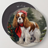 Cavalier King Charles Spaniel Dog Kerstmis Ronde Button 6,0 Cm (Voorkant /achterkant)