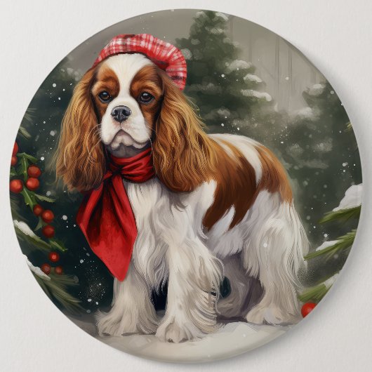 Cavalier King Charles Spaniel Dog Kerstmis Ronde Button 6,0 Cm (Voorkant)