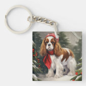 Cavalier King Charles Spaniel Dog Kerstmis Sleutelhanger (Voorkant)