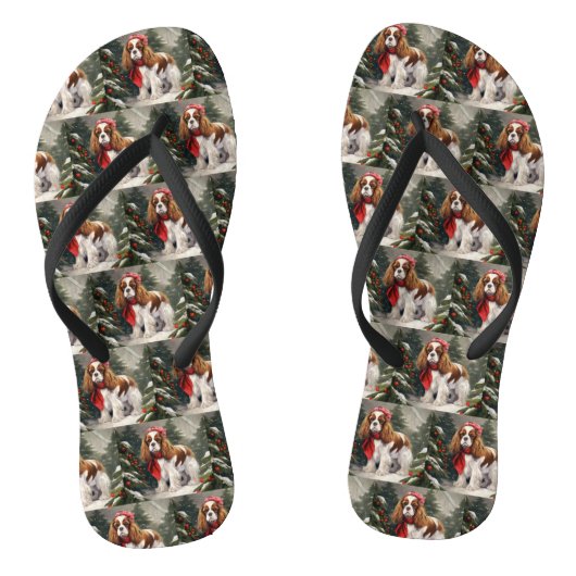 Cavalier King Charles Spaniel Dog Kerstmis Teenslippers (Voetbed)