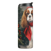 Cavalier King Charles Spaniel Dog Kerstmis Thermosbeker (Gedraaid links)
