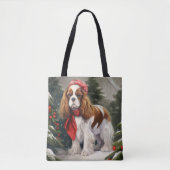 Cavalier King Charles Spaniel Dog Kerstmis Tote Bag (Voorkant)
